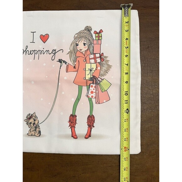 Throw Pillow Cover Cute Girl With Dog Puppy On Leash 16.5” X 16.5” Home Decor - Picture 6 of 7